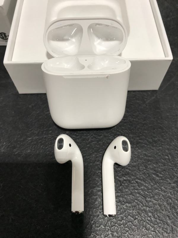 Photo 5 of Apple AirPods (2nd Generation) MV7N2AM/a with Charging Case - Stereo - Wireless - Bluetooth - Earbud - Binaural - in-ear. OPEN BOX. PRIOR USE. MISSING CABLE. 
