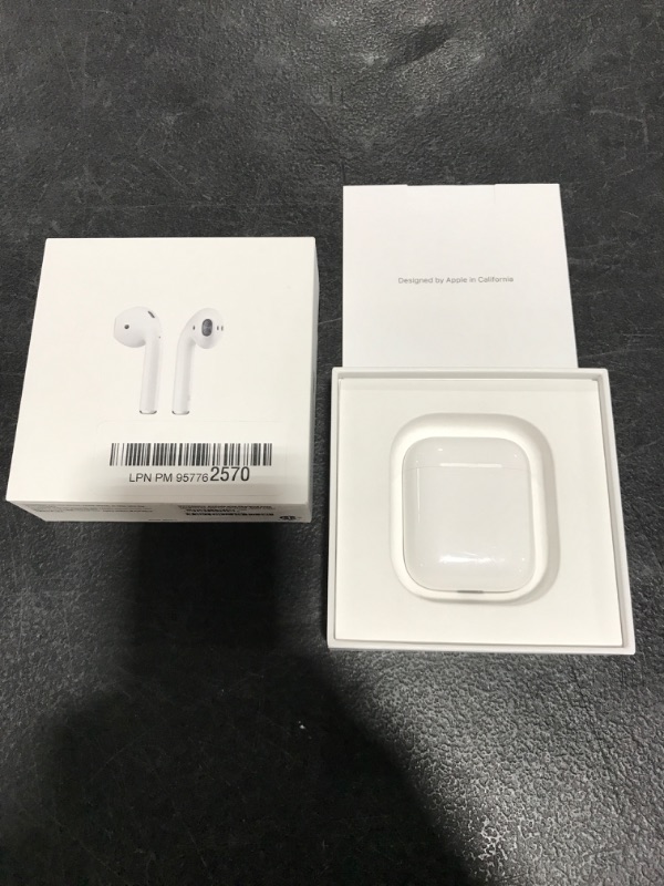 Photo 2 of Apple AirPods (2nd Generation) MV7N2AM/a with Charging Case - Stereo - Wireless - Bluetooth - Earbud - Binaural - in-ear. OPEN BOX. PRIOR USE. MISSING CABLE. 
