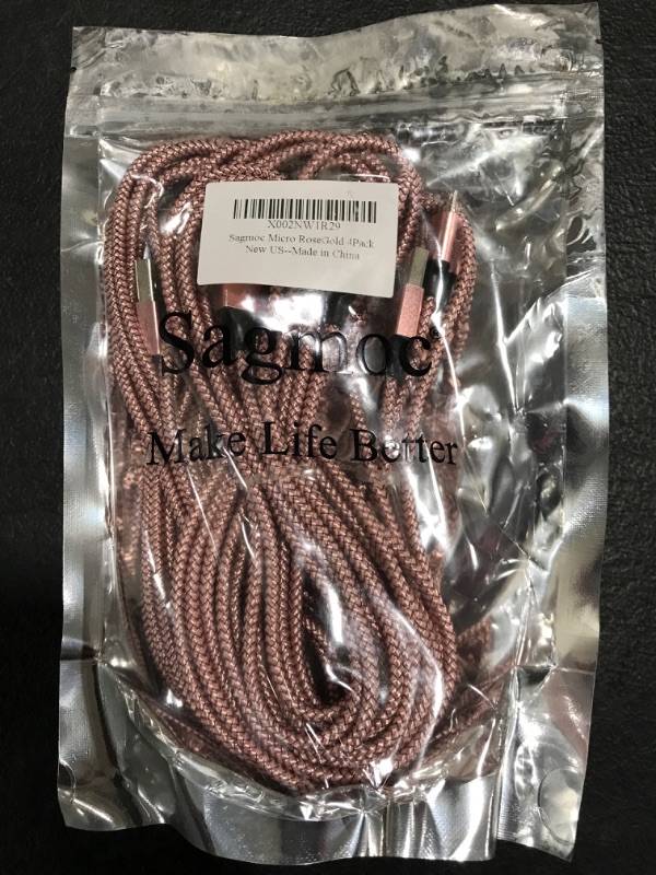 Photo 1 of SAGMOC MICRO USB CHARGING CORD ROSE GOLD 4 PACK