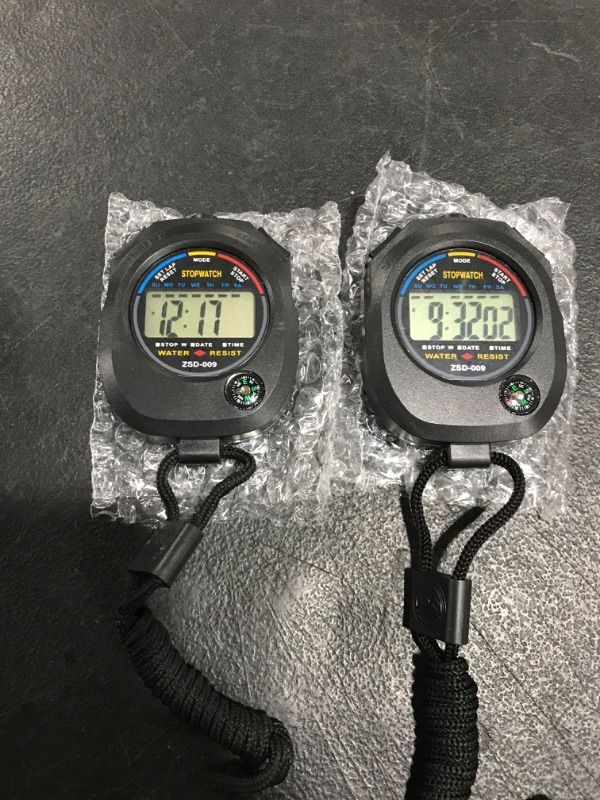 Photo 1 of 2 Pack Multi-Function Electronic Digital Sport Stopwatch Timer, Large Display with Date Time and Alarm Function,Suitable for Sports Coaches Fitness Coaches and Referees
