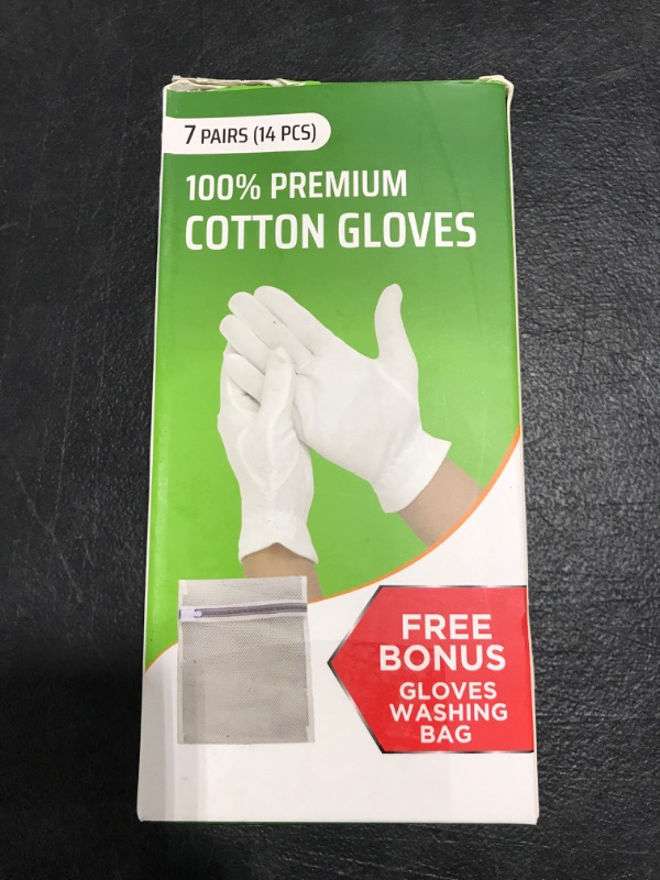 Photo 1 of 100% PREMIUM COTTON GLOVES, 7 PAIRS. ONE SIZE FITS MOST. 