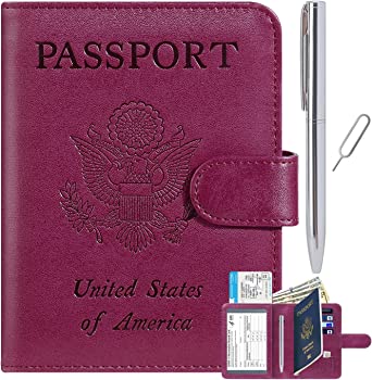 Photo 1 of Passport Holder Cover Wallet RFID Blocking Leather Card Case Travel Accessories for Women Men
