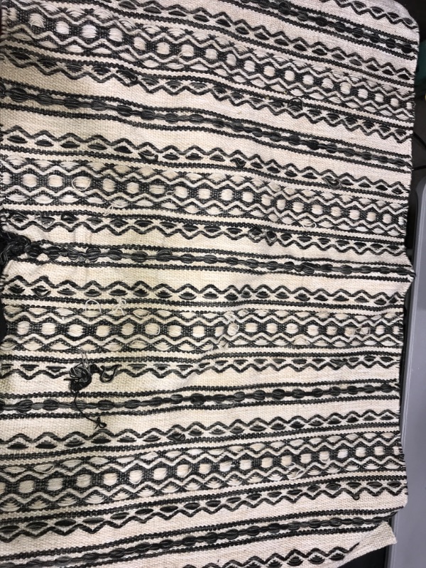 Photo 2 of 2'6x3'10 Norwalk Washable Striped Rug Black/Tan - Threshold
