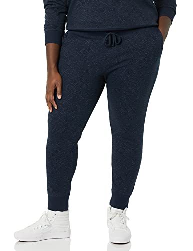 Photo 1 of Amazon Essentials Women's French Terry Fleece Jogger Sweatpant, Navy, Cheetah, XX-Large
