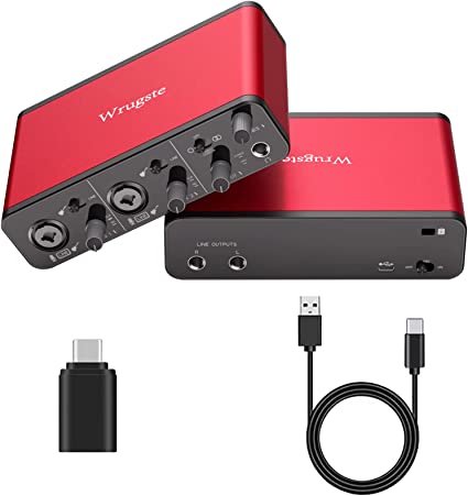 Photo 1 of Wrugste USB Audio Interface +48V Phantom Power 24Bit/96kHz for Recording Podcasting and Streaming Ultra-low Latency Plug and Play Noise-Free XLR Audio Interface Compatible With Most Recording Software
