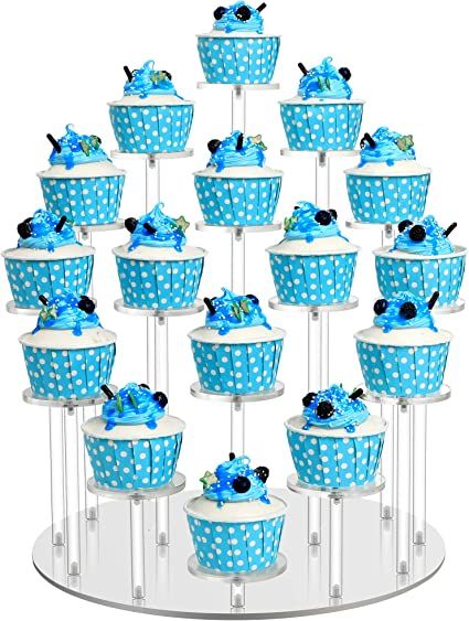 Photo 1 of Acrylic cupcake stands for 16 Cupcakes - Display Stand, Cupcake Holder Dessert Stand Pastry Serving Platter Display for Party Wedding Birthday Holidays christmas (yellow Light) 
