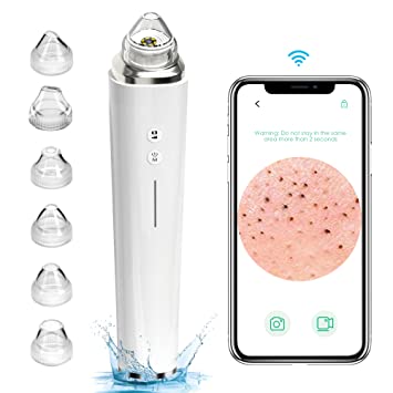 Photo 1 of Blackhead Remover Pore Vacuum, ?FDA Certification?WiFi Visible Facial Pore Cleanser with HD Camera Pimple Acne Comedone Extractor Kit with 6 Suction Heads Electric Blackhead Suction Tool
