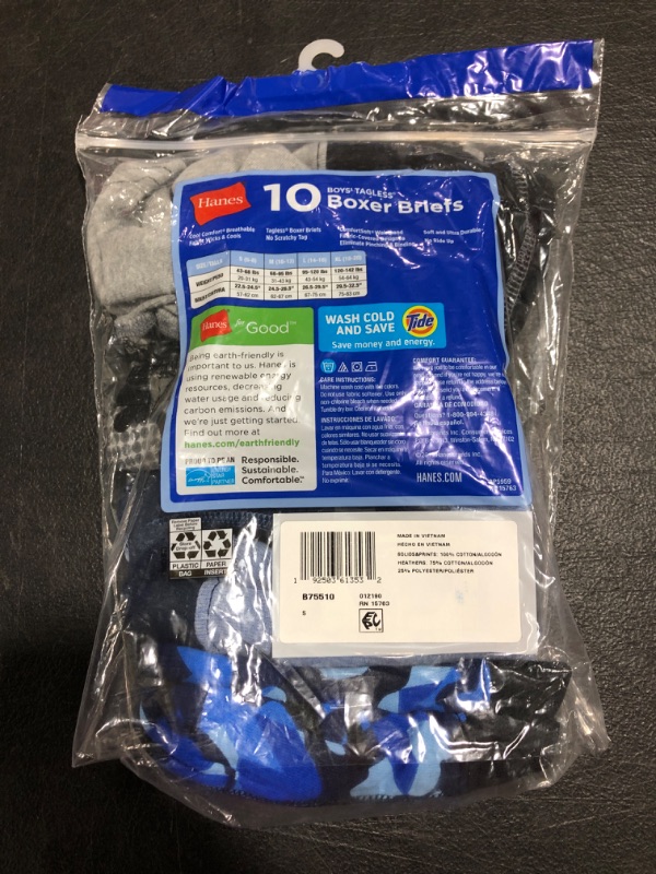 Photo 3 of Hanes Boys' ComfortSoft Waistband Boxer Briefs Multiple Packs Available (Assorted/Colors May Vary). OPEN PACKAGE. MISSING SOME ITEMS. SIZE SMALL. 
