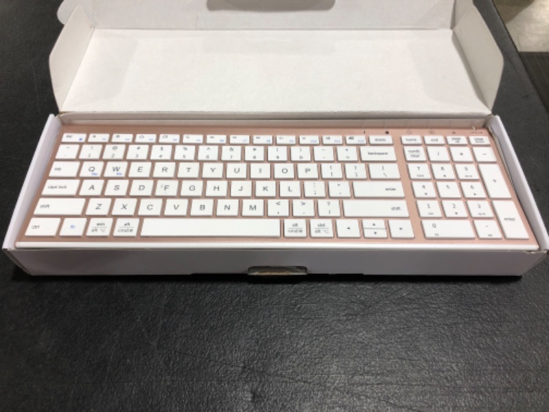 Photo 1 of 2.4G WIRELESS KEYBOARD AND MOUSE COMBO. OPEN BOX. ROSE GOLD. MISSING MOUSE. PRIOR USE. 