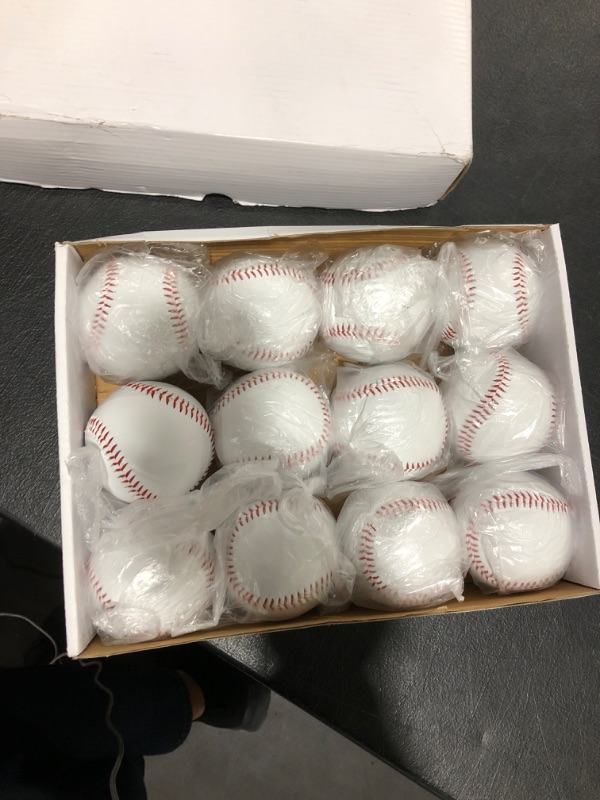 Photo 2 of GKK 12 Pack Baseballs Practice Baseball for Trainning Unmarked Autographs Baseball Standard Size Baseballs for Youth Baseball Trainning Pitching Throwing Balls (One Dozen)
