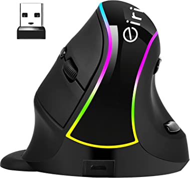 Photo 1 of eirix Ergonomic Vertical Wireless Mouse: Rechargeable RGB Ergo Mouse with 3200 Adjustable DPI, Removable Palm Rest, Compatible with Windows and MAC OS