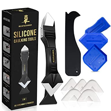 Photo 1 of 3 in 1 Silicone Caulking Tool Kit by Black & Gold, Grout Removal Tool with Stainless Steel Head – Perfect for Kitchen, Bathroom, Window & Frames Sealant Seals