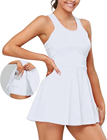 Photo 1 of 1a1a Women’s Tennis Golf Dress with Shorts Pockets Sleeveless Workout Sports Athletic Dresses Size L