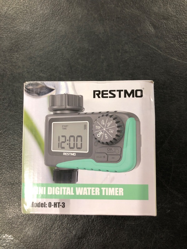 Photo 2 of RESTMO Sprinkler Timer, Programmable Water Timer for Garden Hose, Outdoor Faucet, Drip Irrigation and Lawn Watering System, Compact Design | Automatic Digital Control | Manual ON/Off | Rain Delay https://a.co/d/gO83Mc8