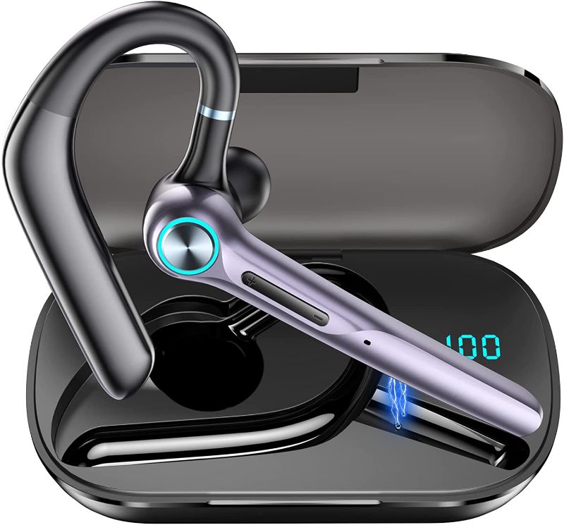 Photo 1 of Bluetooth Headset, Wireless Bluetooth Earpiece with Dual MIC, Trucker Bluetooth Headset 50Hrs Playtime Built-in Noise Cancelling Mic, Wireless in-Ear Headphones for Driving, Office, Business https://a.co/d/i51uN4p