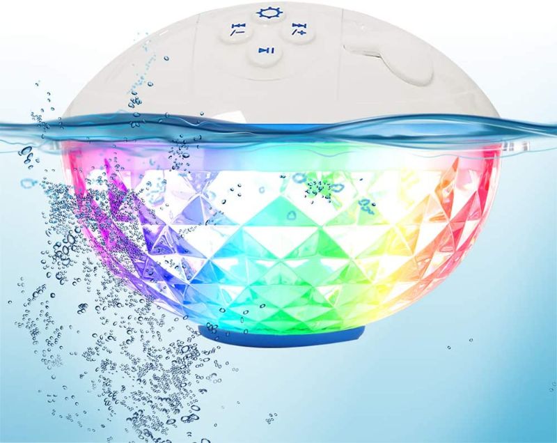 Photo 1 of Bluetooth Speakers with Colorful Lights, Portable Speaker IPX7 Waterproof Floatable, Built-in Mic,Crystal Clear Sound Speakers Bluetooth Wireless 50ft Range for Home Shower Outdoors Pool Travel. https://a.co/d/2RJX4wX