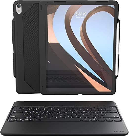 Photo 1 of ZAGG Rugged Book Go | iPad Keyboard Case for 12.9-Inch iPad Pro (3rd Gen - 2018) Tough, Durable + Lightweight | Rotatable | Detachable | Pair 2 Devices | Bluetooth Wireless | Backlit 7 Color (Black)