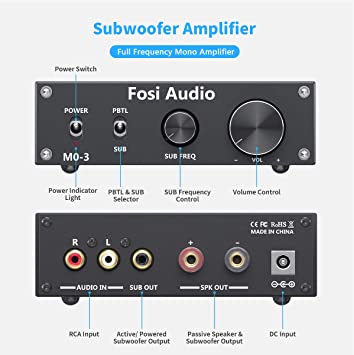 Photo 2 of Fosi Audio M03 200 Watt TPA3255 Subwoofer Amplifier Mini Mono Channel Audio Power Amp for Home Theater Full-Frequency and SUB Bass Switchable with 32V/5A Power Supply