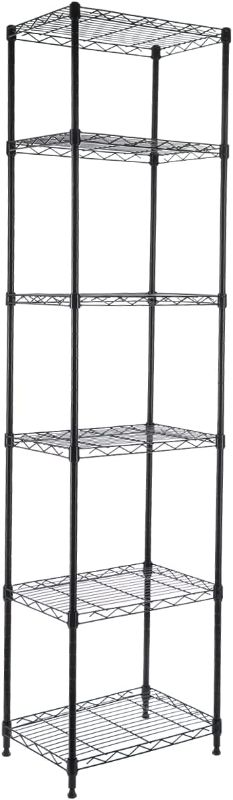 Photo 1 of 6-Tier Standing Shelving Metal Units, Adjustable Height Wire Shelf Display Rack for Laundry Bathroom Kitchen 16.6” x 11.6” x 63” (6-Tier-Down, Black)
