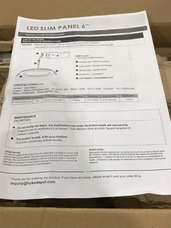 Photo 2 of 12 Pack 6 Inch 5CCT LED Recessed Ceiling Light W/ Junction Box, 2700K-5000K Color Temperature Selectable, CRI90, 14W=100W, 1100lm, Dimmable Ultra-Thin Recessed Lighting Can-Killer Downlight

