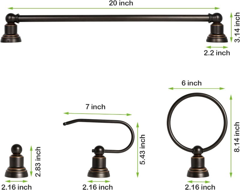 Photo 1 of 3-Light Vanity Light Fixture, 5-Piece All-in-One Bathroom Set (E26 Bulb Base), Oil Rubbed Bronze Wall Sconce Lighting W/ Glass Shads, ETL Listed (Bulb not Included)
