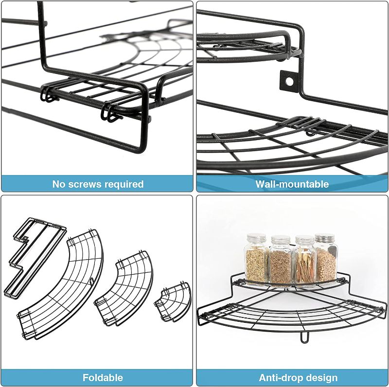 Photo 1 of 2 Pack Corner Spice Rack, 3-Tier Spice Organizer for Lazy Susan Cabinet, Spice Rack Organizer Seasoning Organizer for Countertop Counter Pantry Kitchen, Great for Storing Spice Jars
