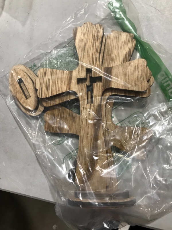 Photo 1 of 3 pack of Catholic Wooden Cross Set for Table Decor, Rustic Wall Art