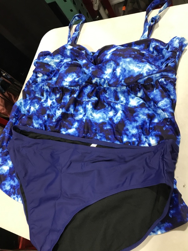 Photo 1 of 3XL 2 piece bathing suit blue tie die design 