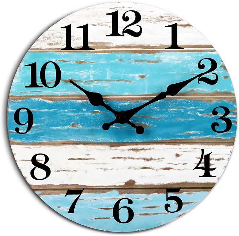 Photo 2 of 14 inch blue beached themed clock 