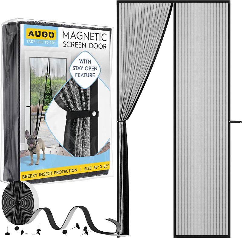 Photo 2 of AUGO Magnetic Screen Door - Self Sealing, Heavy Duty, Hands Free Mesh Partition Keeps Bugs Out - Pet and Kid Friendly - Patent Pending Keep Open Feature - 38 Inch x 83 Inch
