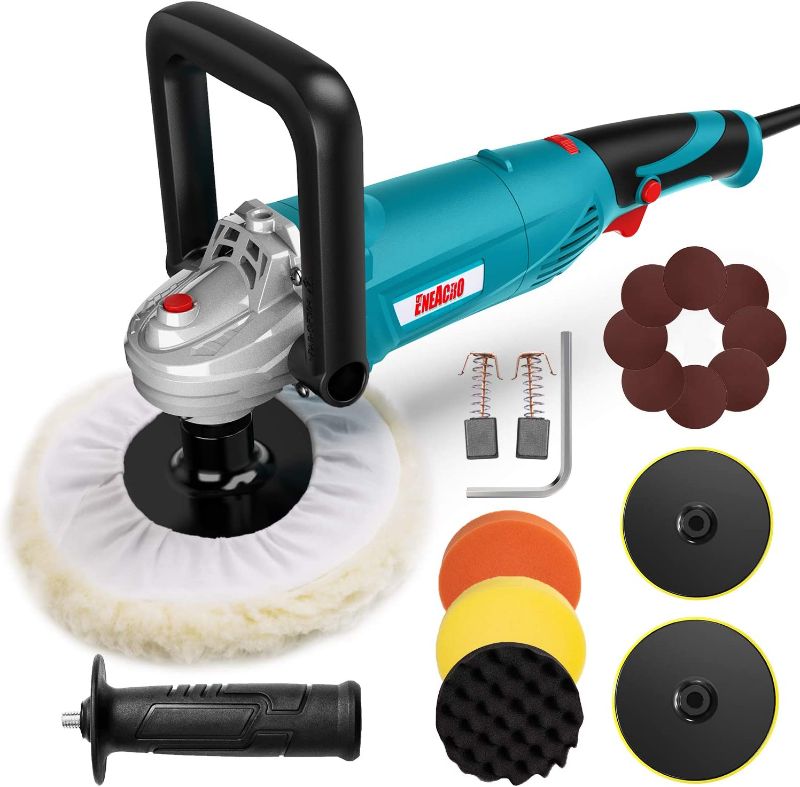 Photo 1 of ENEACRO Polisher, Rotary Car Buffer Polisher Waxer, 1200W 7-inch/6-inch Variable Speed 1500-3500RPM, Detachable Handle Perfect for Boat,Car Polishing and Waxing
