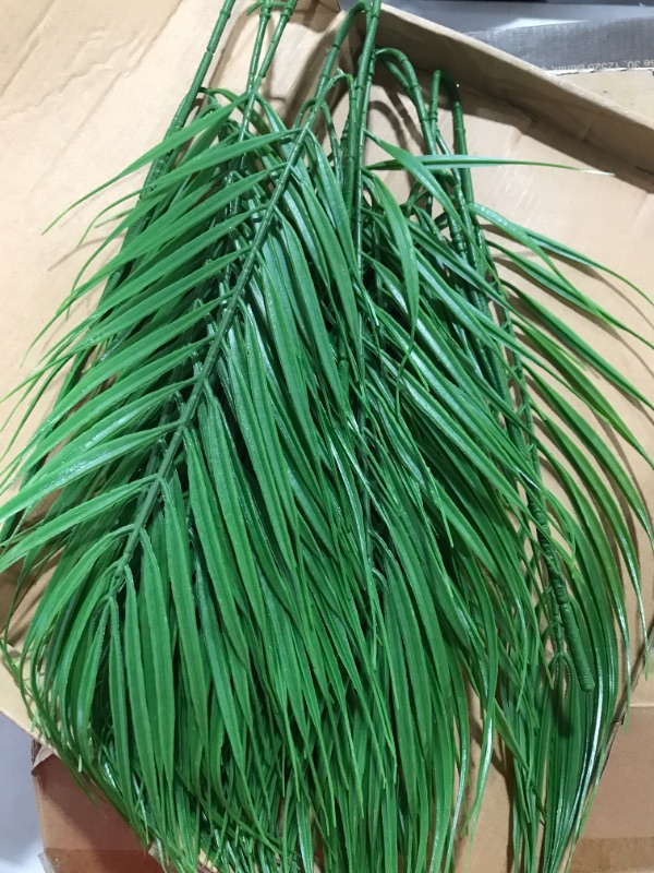 Photo 1 of 8 Pcs Artificial Areca Palm Leaves Stems Faux Palm Leaf Greenery Tropical Palm Tree Leaves Plants Faux Monstera Leaves for Palm Sunday Floral Arrangement...
