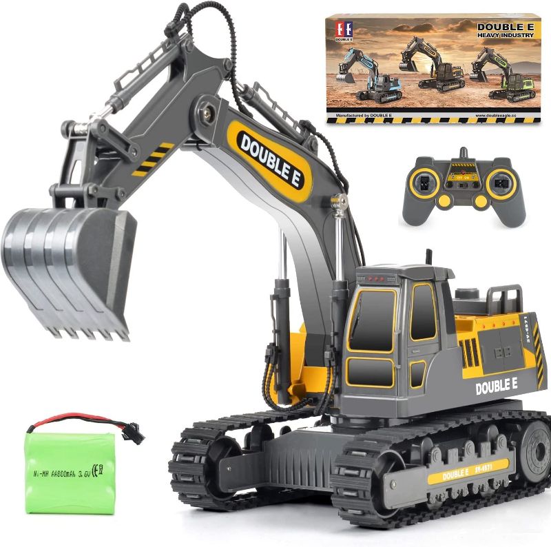 Photo 1 of DOUBLE E Construction Toys 350-degree Remote Control Excavator 2 Batteries RC Vehicles Electric Truck Toys for Boys Girls Kids, Gray