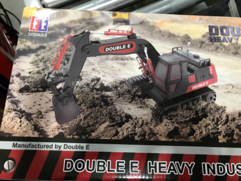 Photo 2 of DOUBLE E Construction Toys 350-degree Remote Control Excavator 2 Batteries RC Vehicles Electric Truck Toys for Boys Girls Kids, Gray