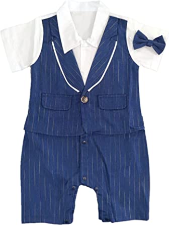 Photo 1 of Baby Boys Clothes Kid Summer Outfits Toddler Short Shirt One-Piece Romper (6-9m) dark blue