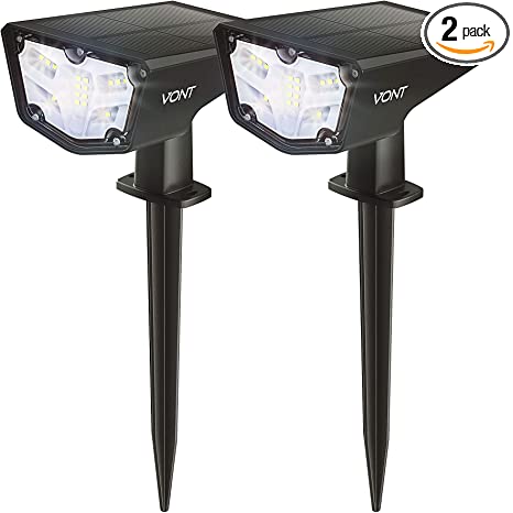 Photo 1 of  Outdoor Solar Lights, [2 Pack] IPX7 Waterproof Landscape Spotlights, Garden Lights, Wireless Solar Powered Outdoor Lights/Lighting for Yard, Walkway, Driveway, Porch, Patio (Cool White)