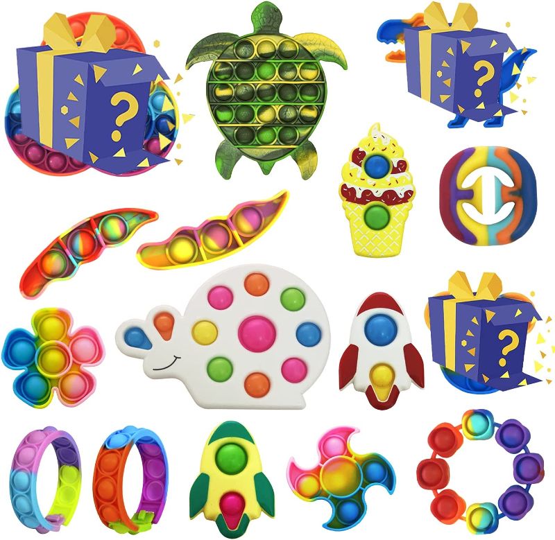 Photo 1 of 16 Pcs Pop Fidget It Toys Pack,Simple Pop Stress Relief & Anti-Anxiety Push Sensory Toys for Adults & Kids with ADHD,ADD or Autism,Great for Party Favors,Holiday Giveaways,Goodie Bag Fill Rewards