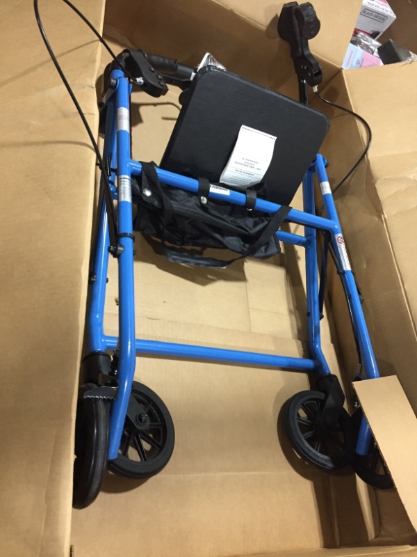 Photo 2 of  Standard Steel Folding Rollator Adult Walker with 8" Wheels, Supports up to 350 lbs, Light Blue