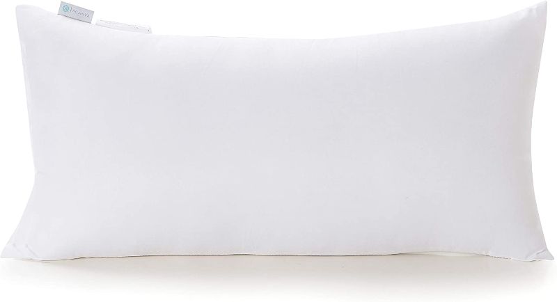 Photo 1 of Acanva Hypoallergenic Throw Pillow Insert Soft Rectangle Decorative Form Stuffer Cushion Sham Filler, 12x24'', White, 1 Count (Pack of 1)
