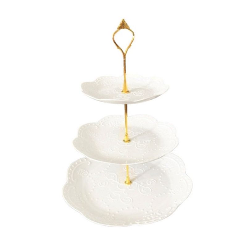 Photo 1 of 3 Tier Cupcake Stand Plastic Tiered Tray Dessert Mini Cakes Snacks Bread Display White