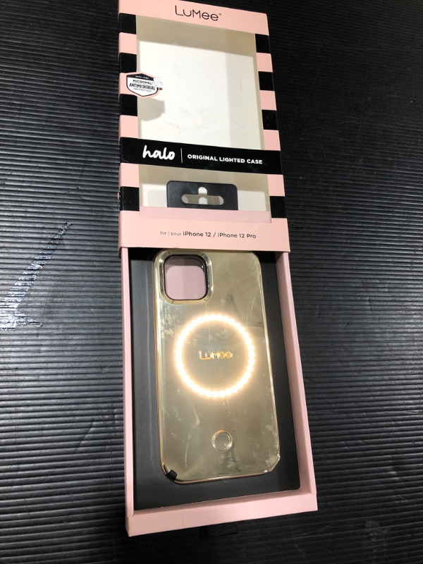 Photo 2 of LuMee HALO by Case-Mate - Light Up Selfie Case for iPhone 12 Pro Max (5G) - Front & Rear Illumination - 6.7 Inch - Halo Gold
