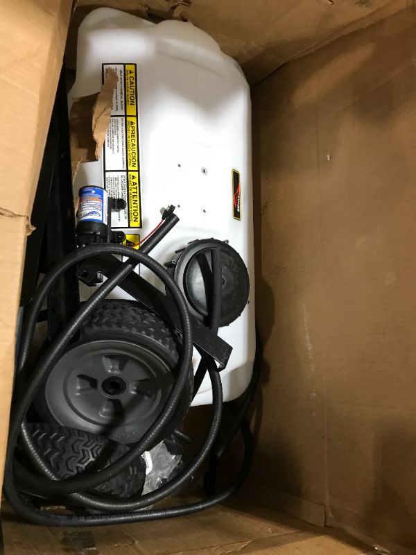 Photo 1 of Brinly ST-251BH-A Self-Storing Tow Behind Lawn and Garden Sprayer with Collapsible Boom, 25-Gallon
***SOLD FOR PARTS ONLY***