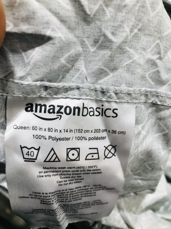 Photo 3 of Amazon Basics Lightweight Super Soft Easy Care Microfiber Bed Sheet - Queen, Gray Arrows, Queen (60x80x14 inches)