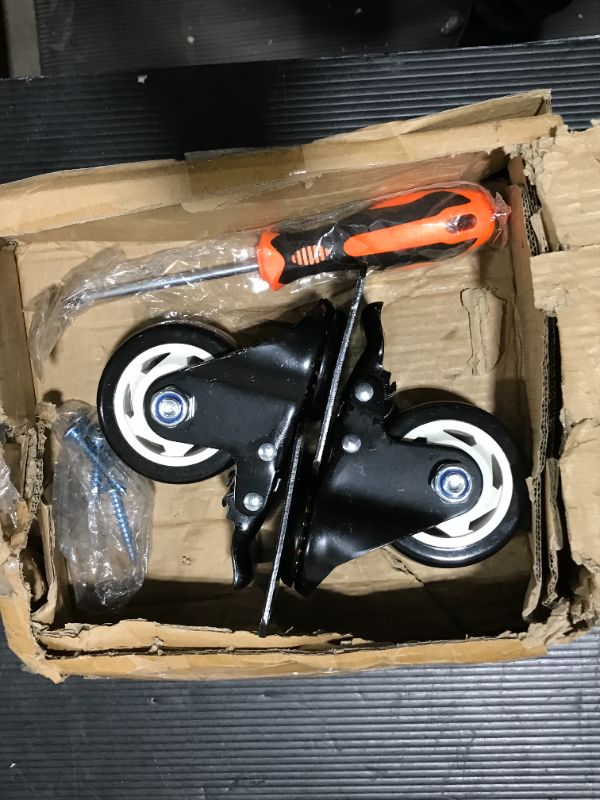 Photo 2 of 3” Caster Wheels, Swivel Plate Castors, 4 Pack Heavy Duty Swivel Casters with Brake, Safety Dual Locking and No Noise Polyurethane (PU)