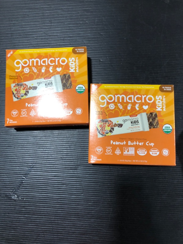 Photo 2 of (2 pack) GoMacro Kids MacroBar, Peanut Butter Cup, Organic Vegan Snack Bars, 7 ct