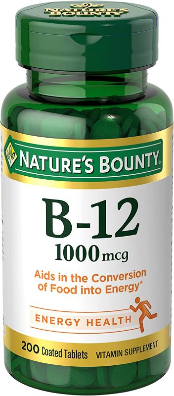 Photo 1 of (2 pack) Nature's Bounty Vitamin B12, Supports Energy Metabolism, Tablets, 1000mcg, 200 Ct

