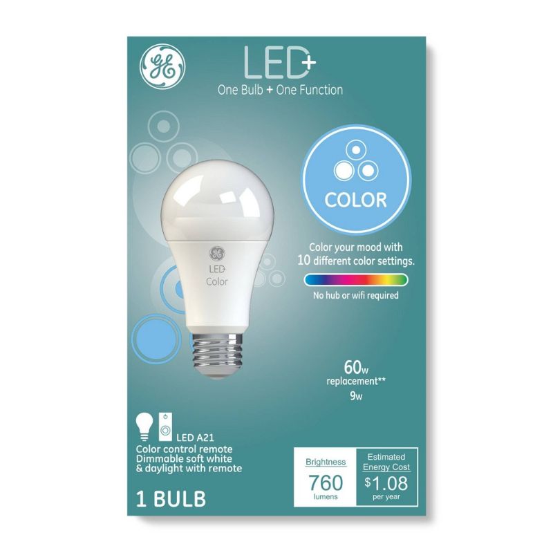 Photo 1 of GE LED+ A21 E26 (Medium) LED Smart Bulb Tunable White/Color Changing 60 W
