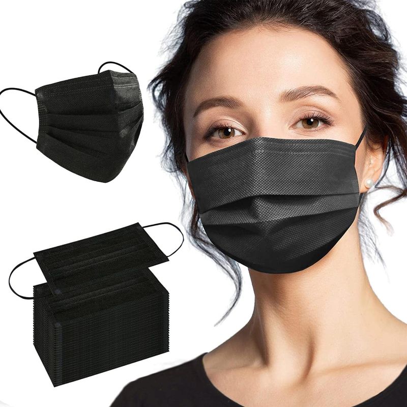Photo 1 of (10 PACK) Face Mask 100PCS Adult Black Disposable Masks 3-Layer Filter Protection Breathable Dust Masks with Elastic Ear Loop for Men Women
