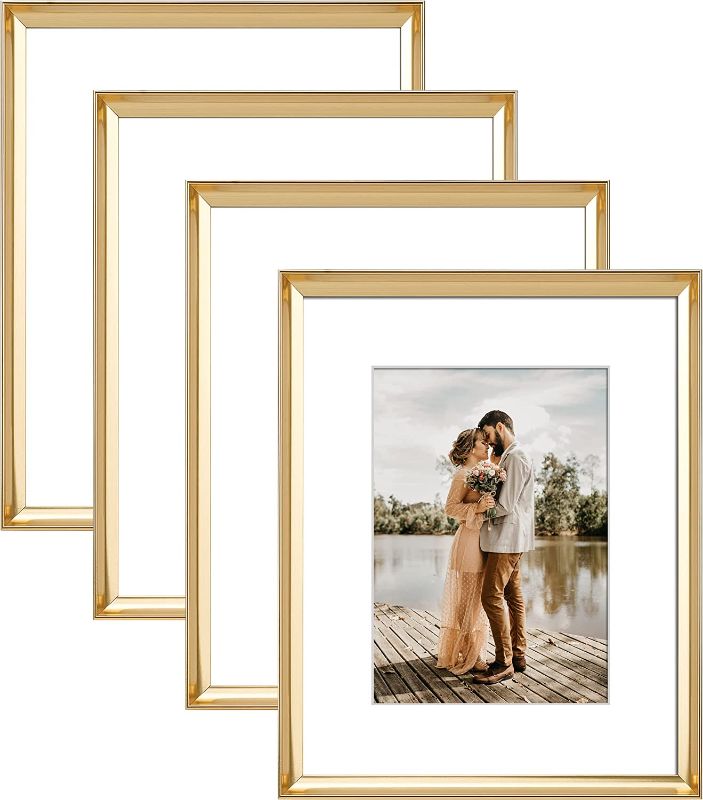 Photo 1 of 8x10 Picture Frames(4pack,Gold)for 4 Display Pictures 8x10 Without Mat,Classic Plastic Photo Frames With High Definition Glass, Simple Designed,for Wall Mount & Table top Decor Vertical or horizontal installation
