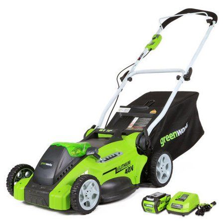 Photo 1 of "GreenWorks 25322 40-Volt 16-Inch Cordless Lithium-Ion Walk Behind Lawn Mower"
